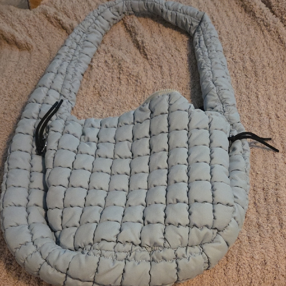 Quilted Light Blue Shoulder Bag